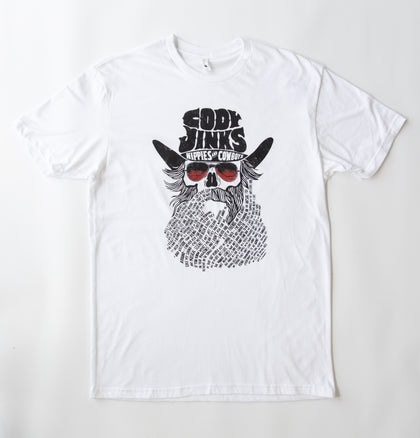 "Hippies & Cowboys" Lyric Beard WHITE shirt