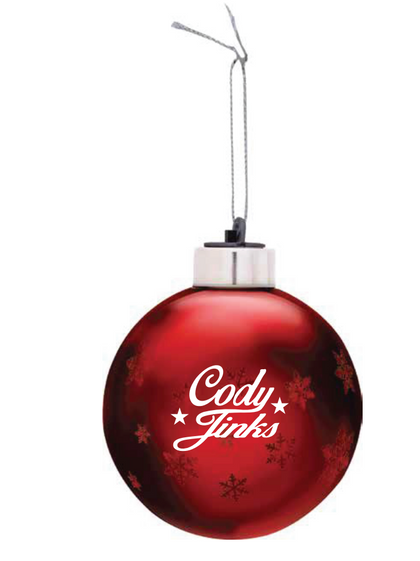 CJ Script Light-Up Red Glass Ornament