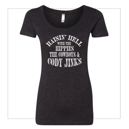 T-Shirt - Ladies - "Hippies & Cowboys" (BLACK)