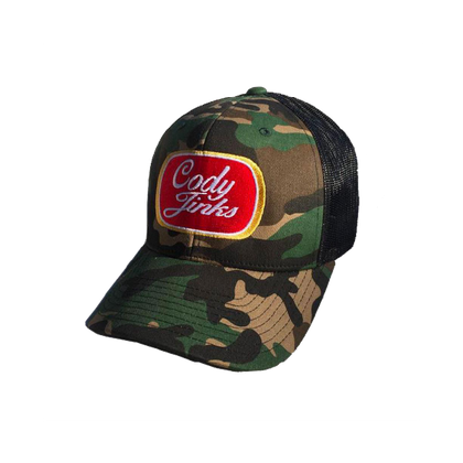 Green Camo Red Patch Hat